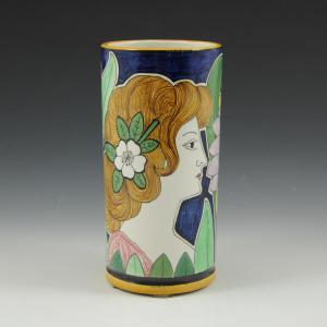 Vasetto liberty con volto femminile e fiori